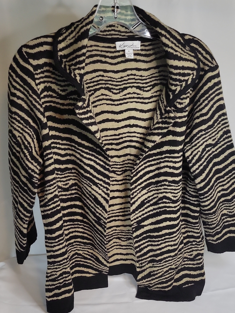 Kim Rogers Black and Cream Zebra Print Open Front Cardigan